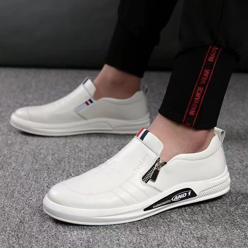 2023 new men's casual leather shoes fashion all-match inner heightened white shoes cover feet spring and summer British men's cross-border Doudou shoes - Image 2