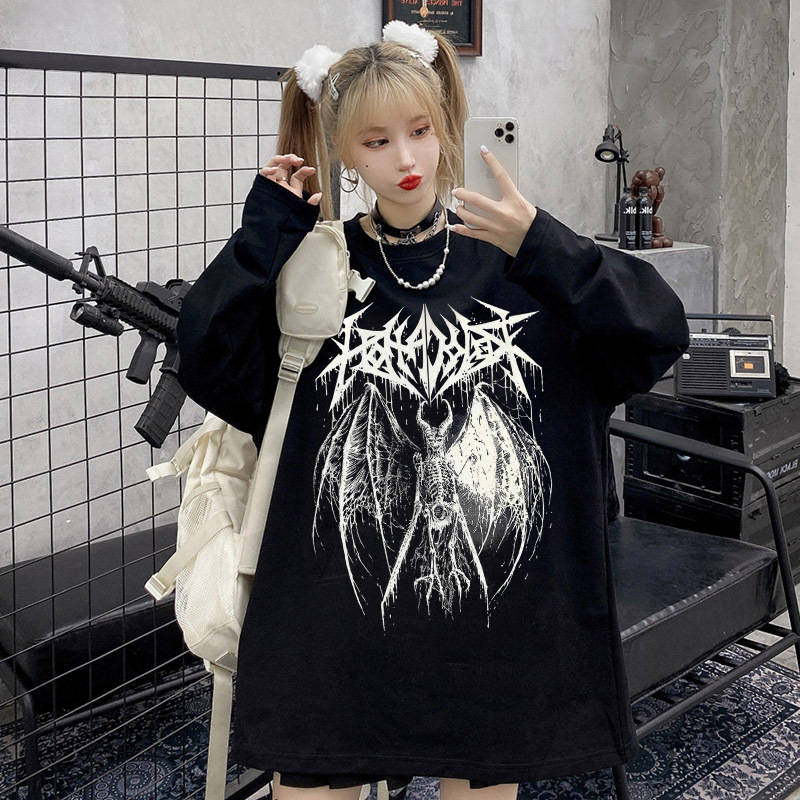 AliExpress wish cross-border new long-sleeved round neck loose street dark Harajuku fleece Y2K sweater - Image 13