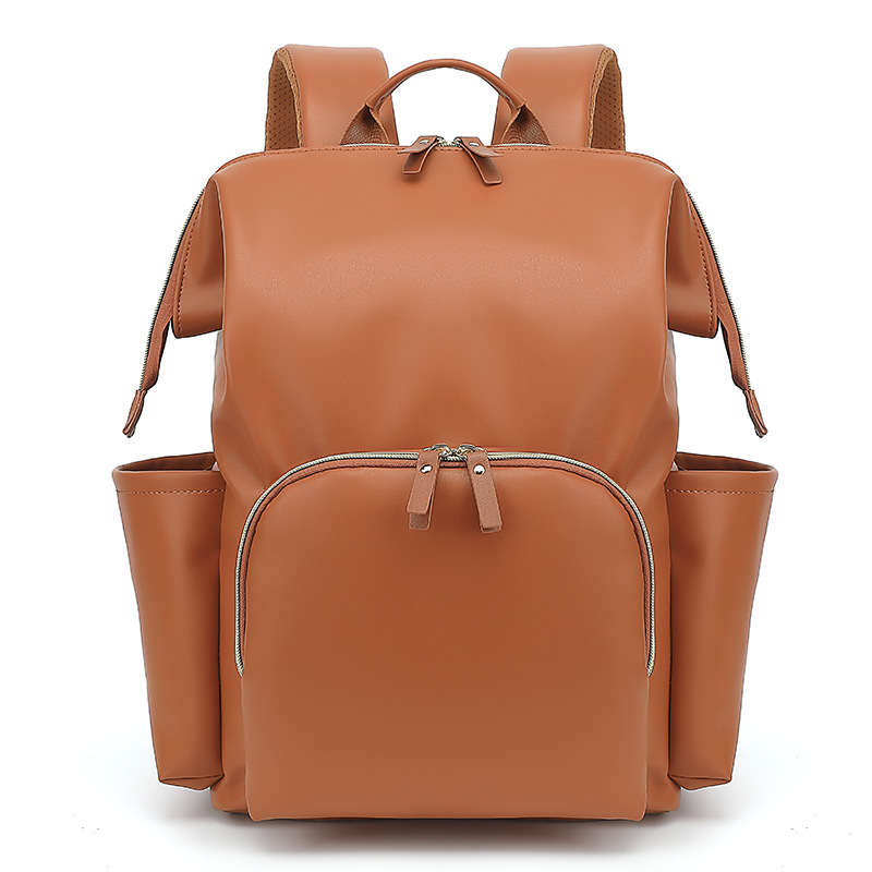 Large capacity PU leather backpack, diaper bag, maternity and baby handbag, portable and lightweight. - Image 7
