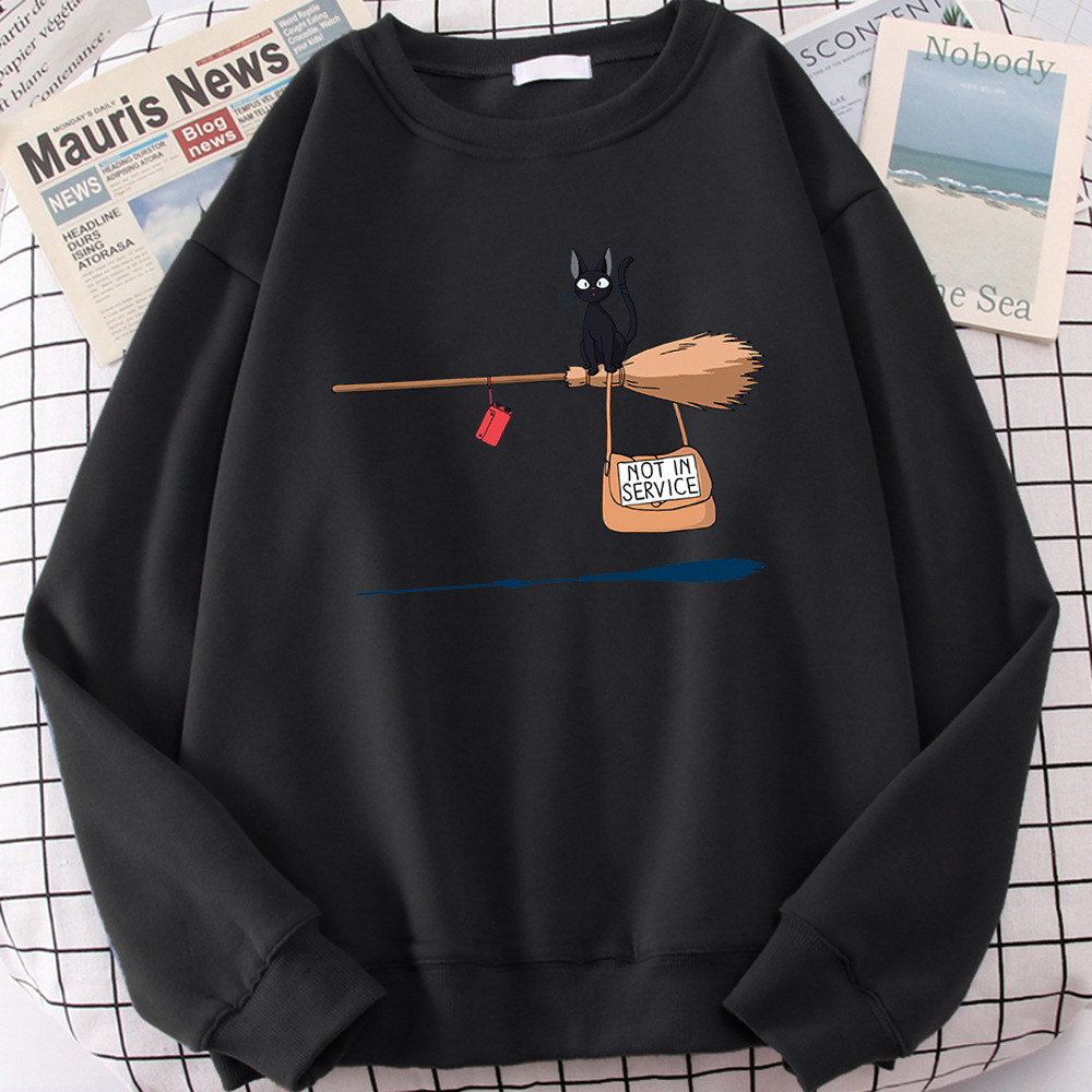 Cross-border autumn and winter girls' clothing cute witch broom kitten plus velvet round neck long-sleeved sweater loose casual jacket - Image 8