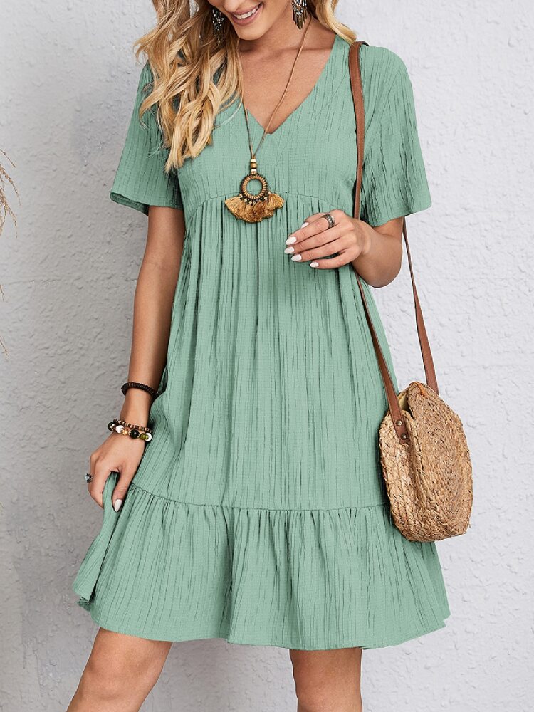 2022 cross-border foreign trade European and American women's clothing Amazon hot summer loose casual short-sleeved waist elegant dress - Image 7