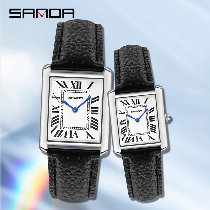 Sanda new Roman scale couple quartz watch belt fashion trend waterproof simple creative quartz men and women watch - Image 2