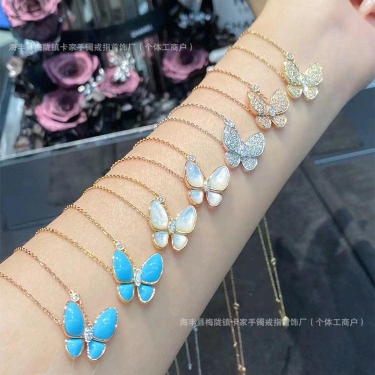 Vanke White Mother-of-Pearl Horse Eye Butterfly Necklace for Women, 18k Gold Plated, High-End Design, Clavicle Chain, Earrings, Bracelet, Instagram - Image 2