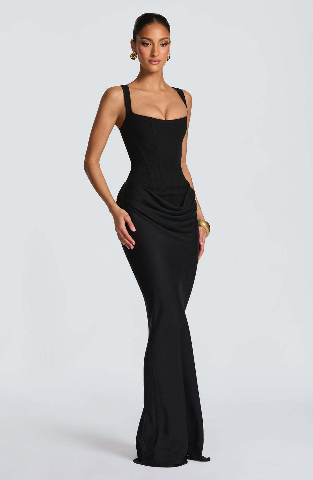 European and American style women's casual long-sleeved slim-fit herringbone pure and sexy suspender long dress slim solid color hip-hugging dress - Image 16
