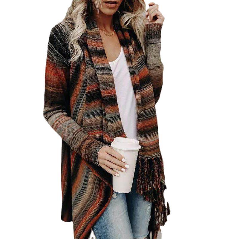 Cross-border 2023 women's clothing new AliExpress Amazon mid-length slim fashion Su diagonal style coat sweater women - Image 2