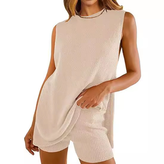 Popular Knitwear Set - Cross-border Summer Women's Clothing - European and American Style Knitwear, Loose Sleeveless Casual Sweater Two-Piece Set - Image 4