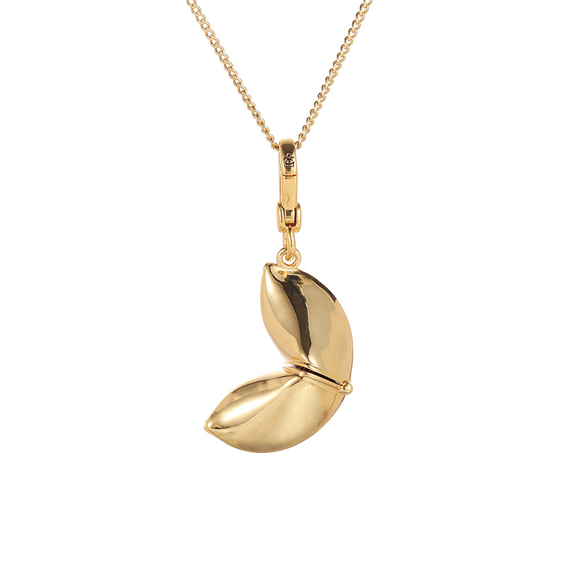 Trendy and stylish gold-plated fortune cookie pendant, simple and fashionable clam letter square necklace pendant for women. - Image 6