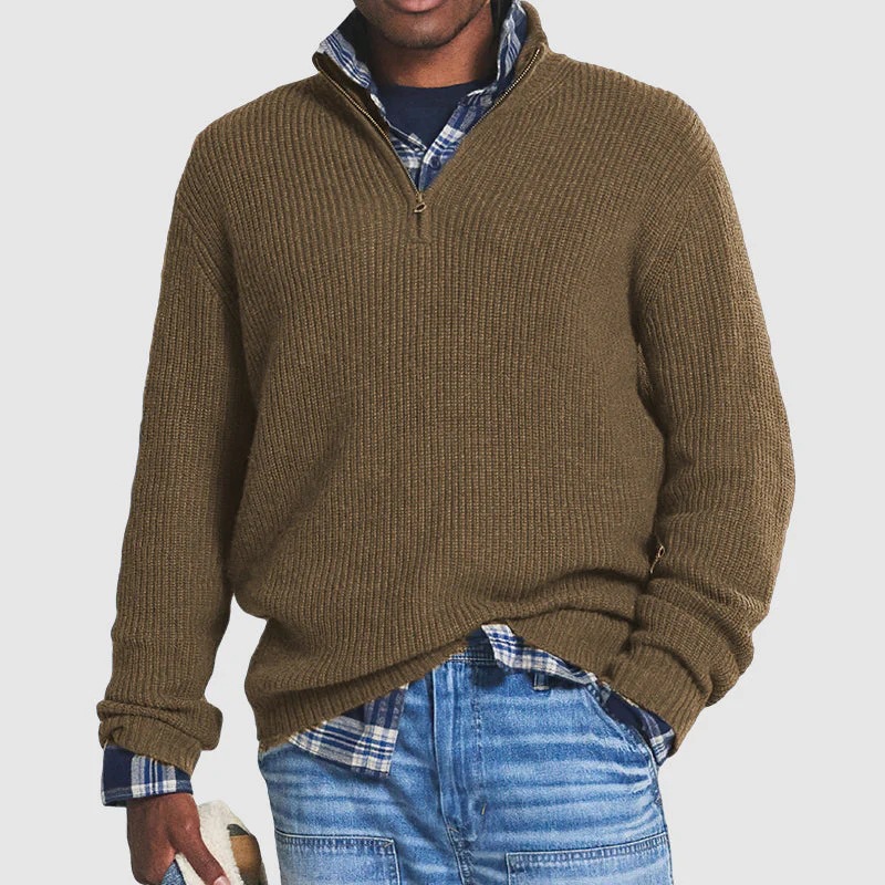 Amazon Independent Station 2023 Autumn and Winter New European and American Foreign Trade Men's Business Casual Loose Zipper Stand Collar Sweater - Image 7