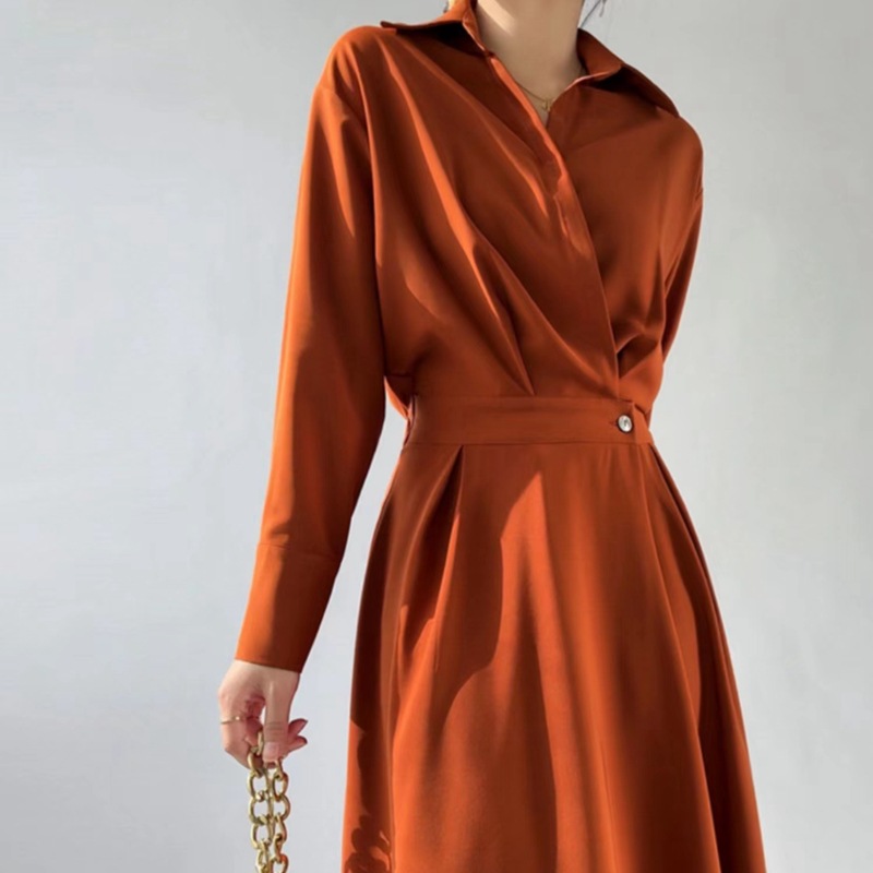 Chic and versatile self-induction French style small fragrance dress female design sense high-end long and short sleeve temperament slim mid-length skirt - Image 6