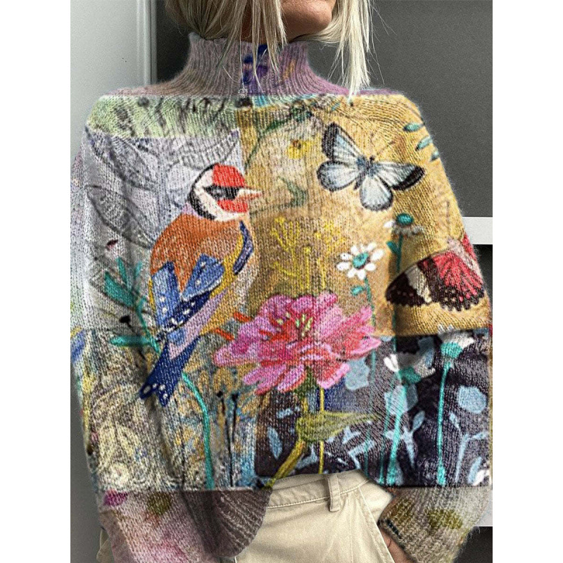 New Christmas Abstract Print Casual Cape Cardigan Sweater for Foreign Trade and Cross-Border - Image 46