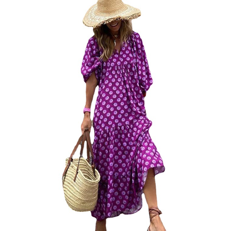 2023 Autumn New Arrival - Hot Selling Geometric Print Puff Sleeve Dress - Street Style Must-Have Plus Size Women's Clothing - Image 5