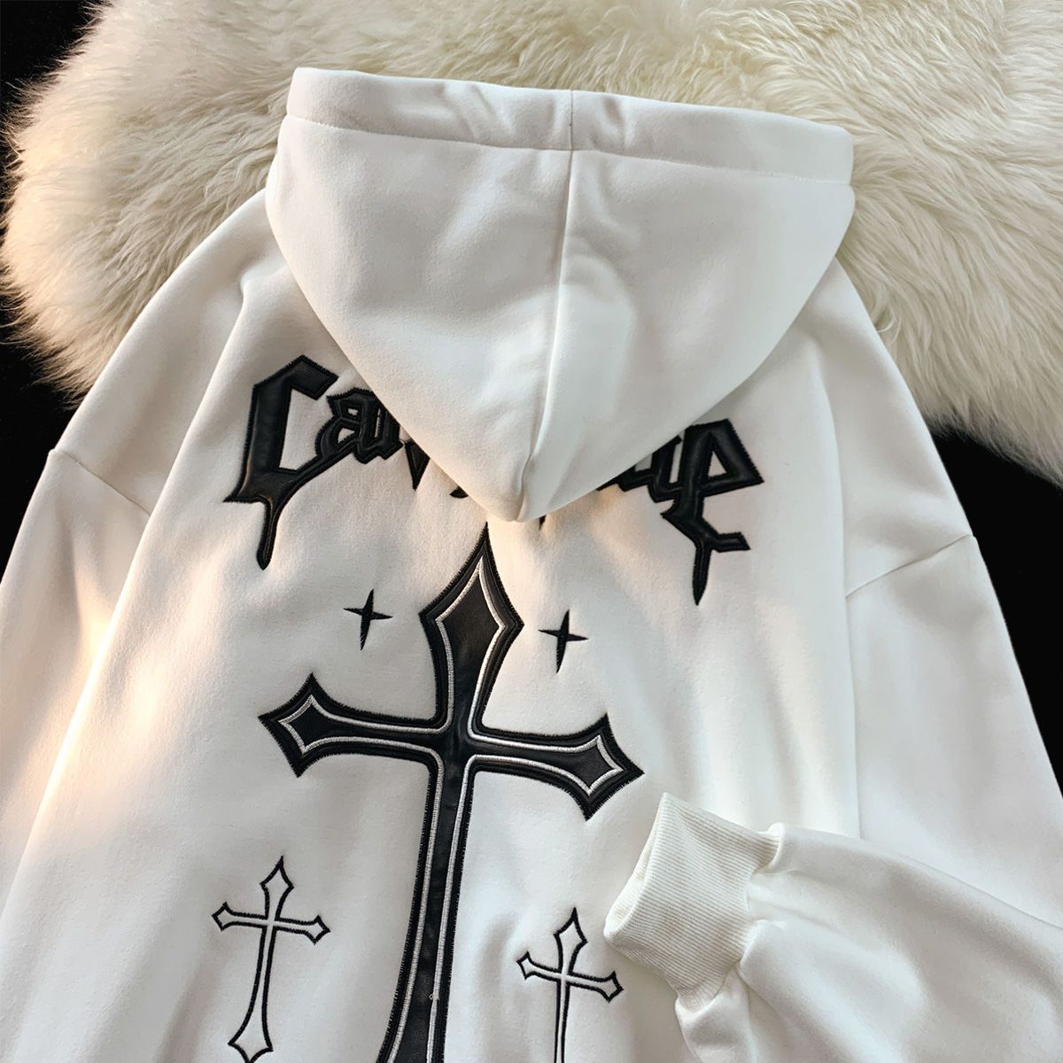 100% cotton hooded sweatshirt for women in autumn American trendy brand couple versatile plus velvet sweatshirt jacket for women in autumn - Image 4