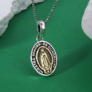 Wholesale S925 Sterling Silver Virgin Mary Cross Round Pendant, European and American Niche Heavy Craftsmanship, Versatile, Trendy, and Unique Accessories