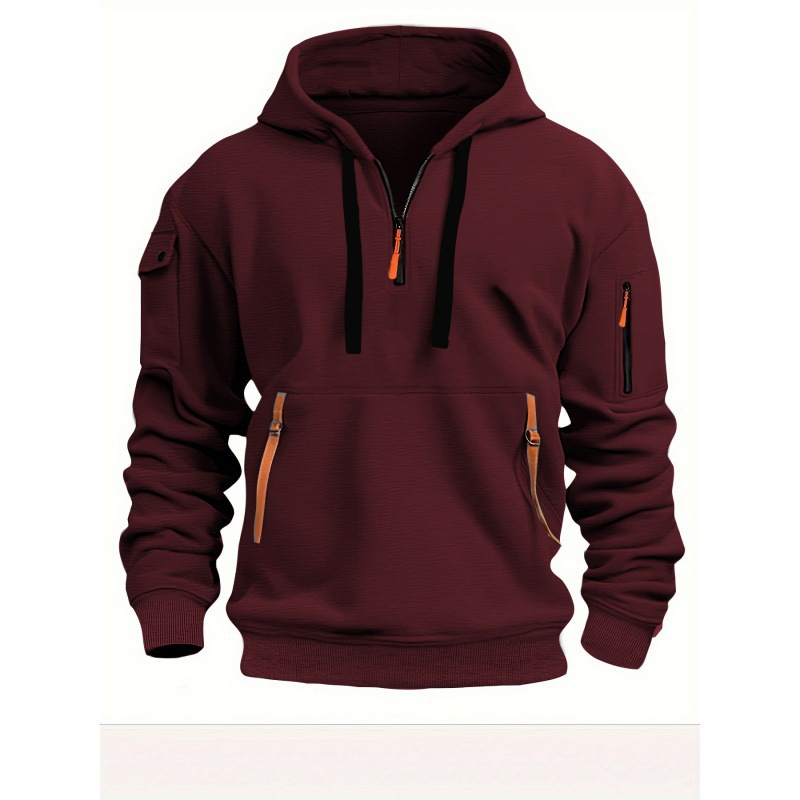 2024 Cross-border Spring and Autumn Men's Sweatshirt Hoodie Zipper Multi-pocket Pullover Men's Sports Casual Jacket