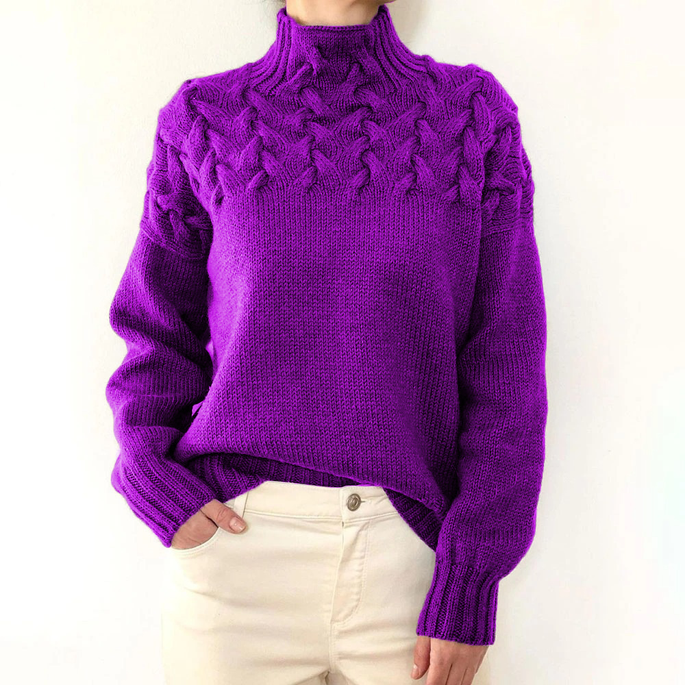2026 Amazon Cross-Border New Women's Clothing Independent Site eBay Fashion Cable Braid Details High Neck Long Sleeve Sweater - Image 16