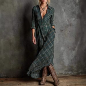 Double-Sided Printed Plaid Dress