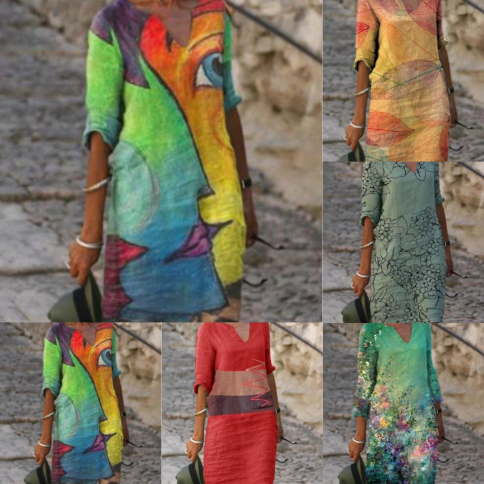 2022 Autumn New Women's Clothes Amazon Best Sellers in Europe and America Explosive Styles Personalized Printed Fashion Loose Plus Size Dresses - Image 2