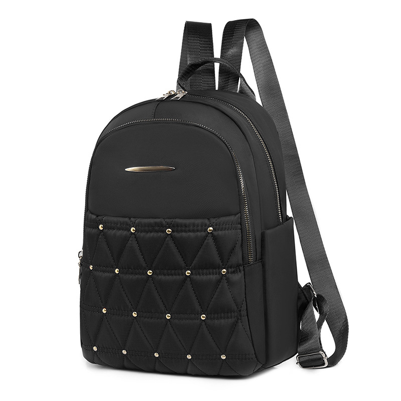 New women's bag cross-border Oxford cloth backpack large capacity fashion rhombus school bag fashionable simple solid color travel bag - Image 6