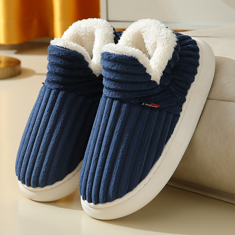 New style bag-heeled cotton shoes for women, autumn and winter, thick-soled velvet, non-slip, warm, velvet cotton shoes, men's Cixi home shoes - Image 3