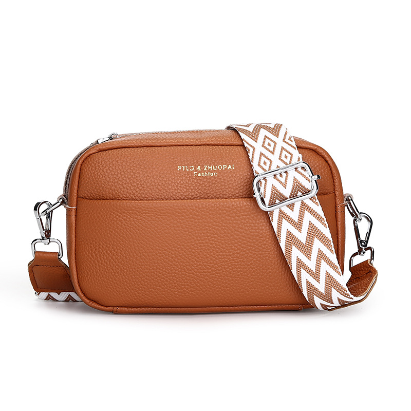 Cross-border genuine leather women's bags wholesale 2023 new trendy fashion simple one-shoulder crossbody bag first layer cowhide small square bag - Image 10