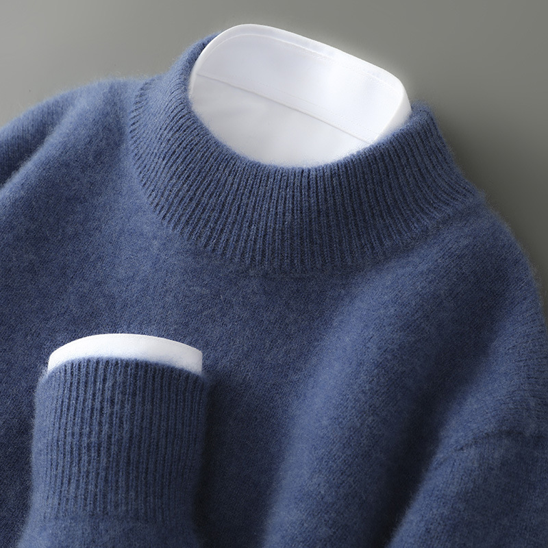 Men's high-neck, thick, loose-fitting pullover sweater/knitwear base layer. - Image 7