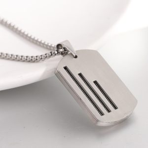 Factory wholesale, cross-border hot-selling 39MM personalized stainless steel three-grooved military tag necklace with laser-engravable logo fashion necklace