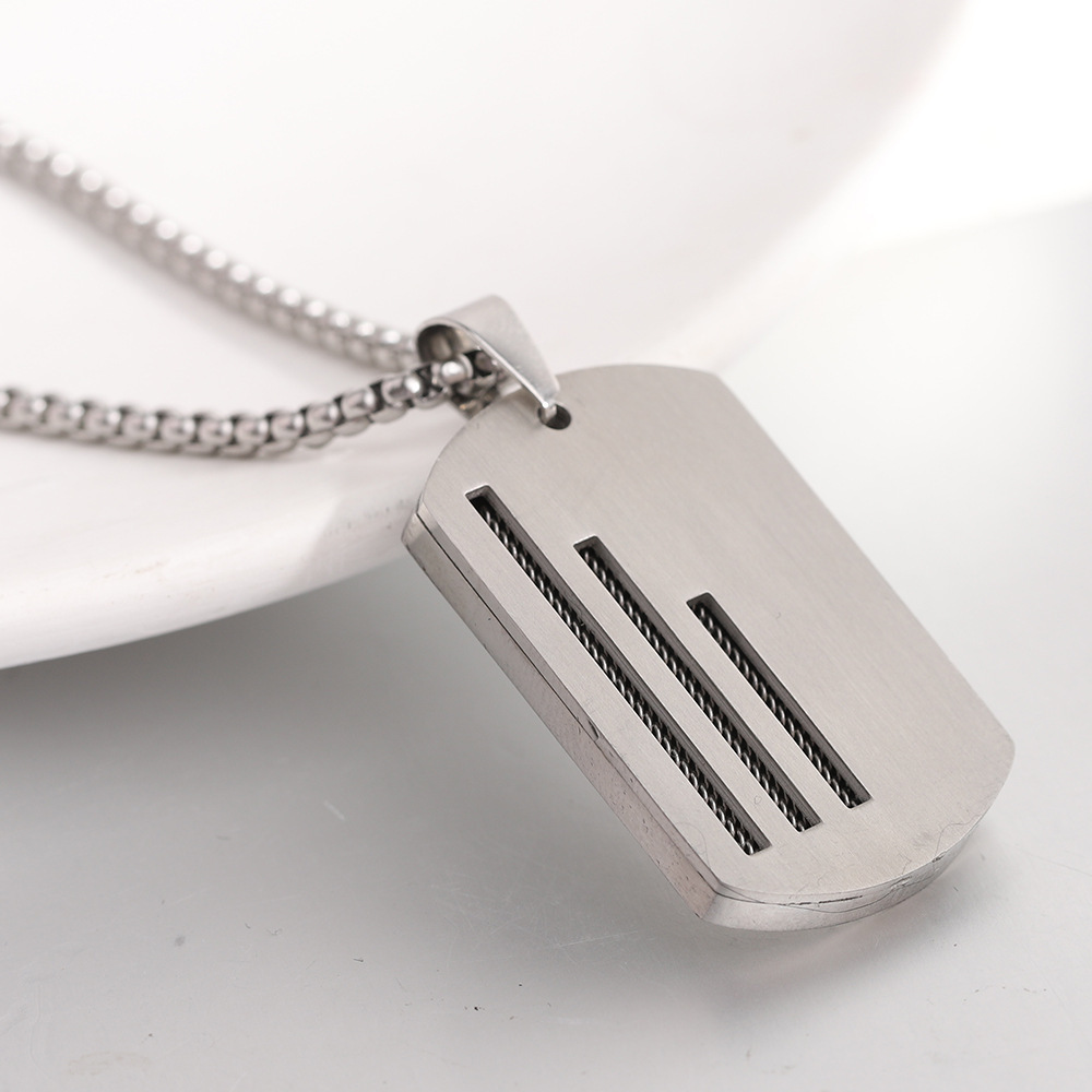 Factory wholesale, cross-border hot-selling 39MM personalized stainless steel three-grooved military tag necklace with laser-engravable logo fashion necklace
