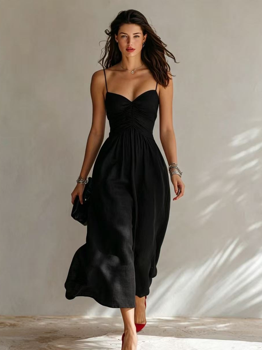 2026 European and American TK Independent Website Cross-border Spring/Summer New Pleated Sexy Suspender Dress - Image 11