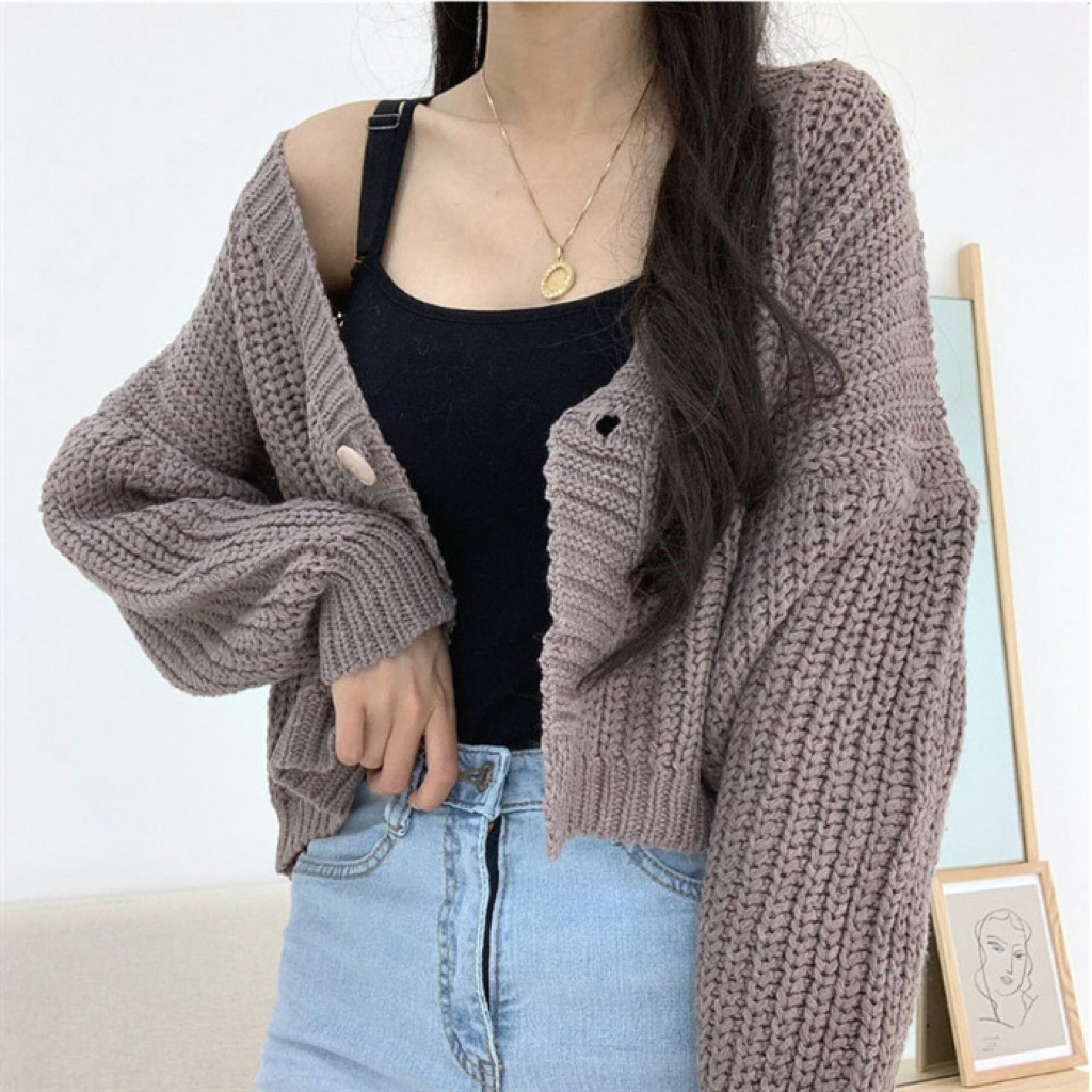 2026 New Sweet and Cute School Style Girls' Top, Loose Fit, Short Sleeve, Single Button Knit Cardigan - Image 14