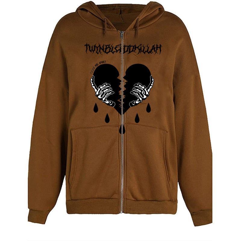 2023 Amazon's new zipper sweater spring and autumn fleece casual Y2K retro hoodie trendy men's sweater - Image 2