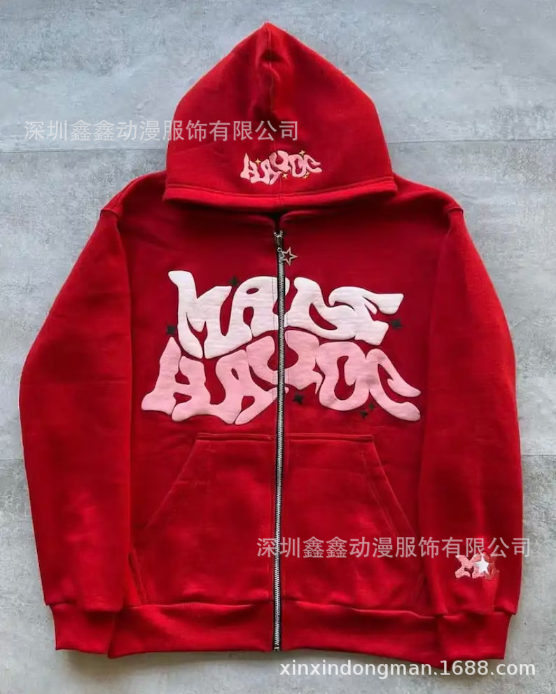 2023 European and American street trend Y2K gothic punk hip-hop fashion zipper hoodie - Image 12