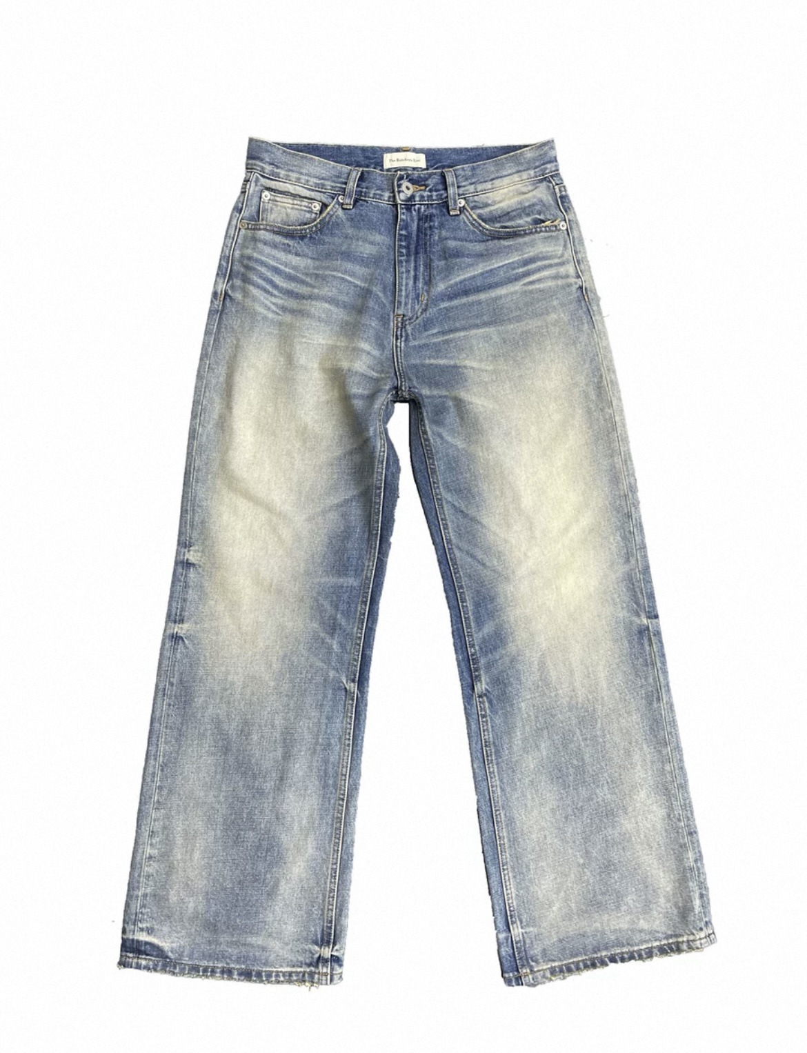 Jimo self-owned TBR Niu Wang series 05 A-line version washed blue straight loose cleanfit jeans - Image 3