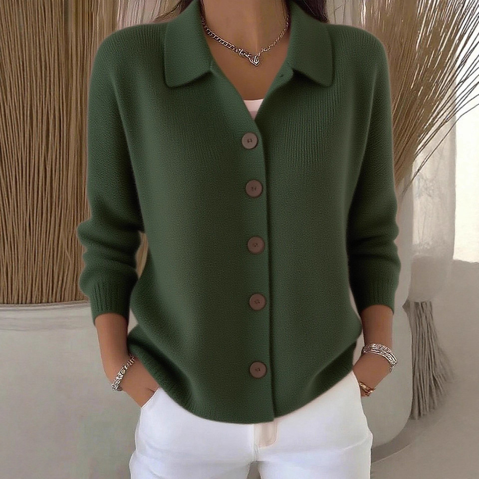 2026 European and American cross-border knitted cardigan button women's sweater coat autumn and winter new solid color casual fashion women's clothing - Image 3