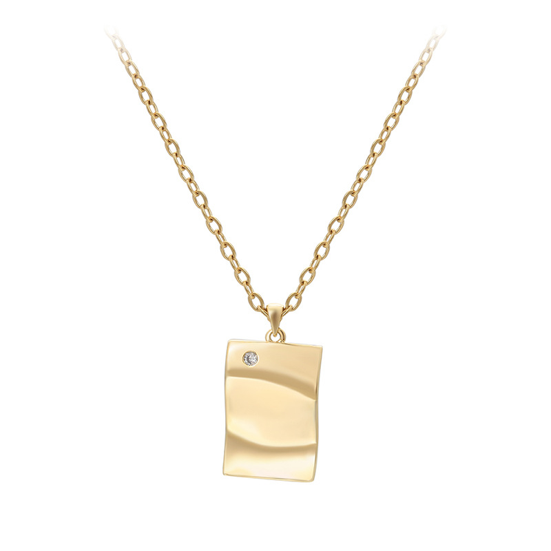 Xuping's minimalist geometric square necklace, stylish and simple, made of copper alloy plated with 14k gold, is a European and American cross-border jewelry piece. - Image 6