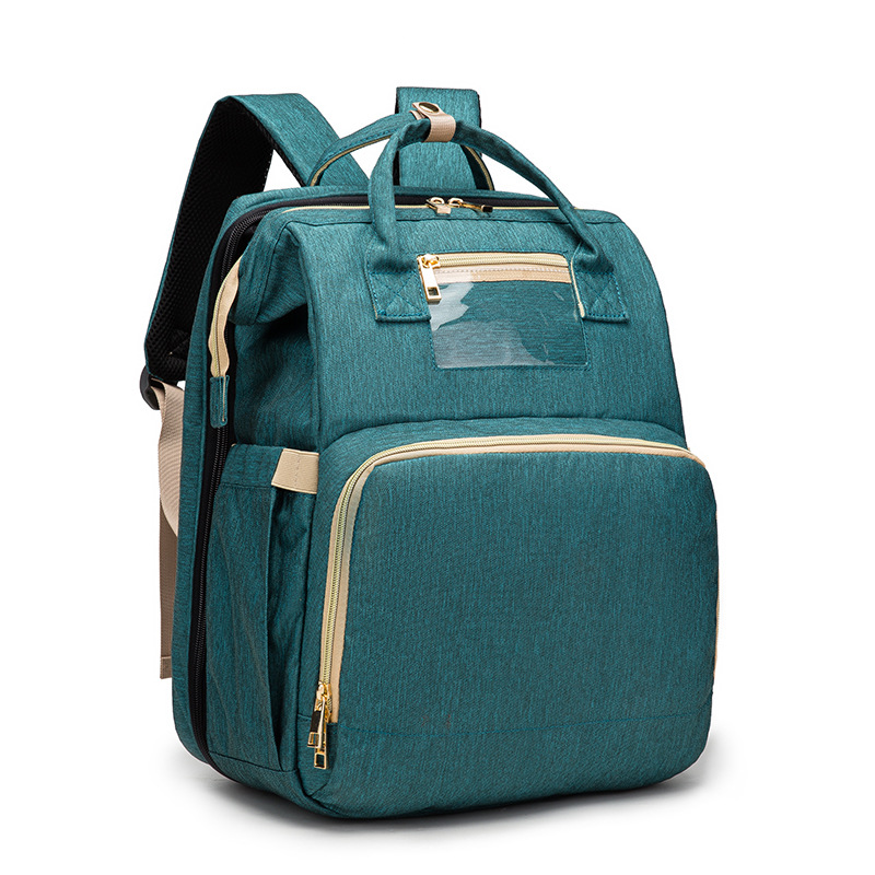 Factory cross-border new upgraded folding bed mommy bag portable multi-functional double-shoulder mother backpack mother and baby bag bed - Image 4