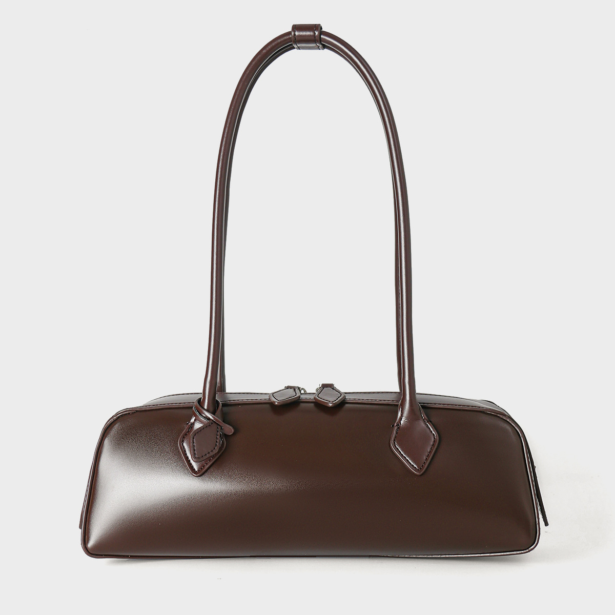 2026 New Korean Style Niche Design Shoulder Bag, Large Capacity Genuine Leather Underarm Bag, Long Red Baguette Bag - Image 4