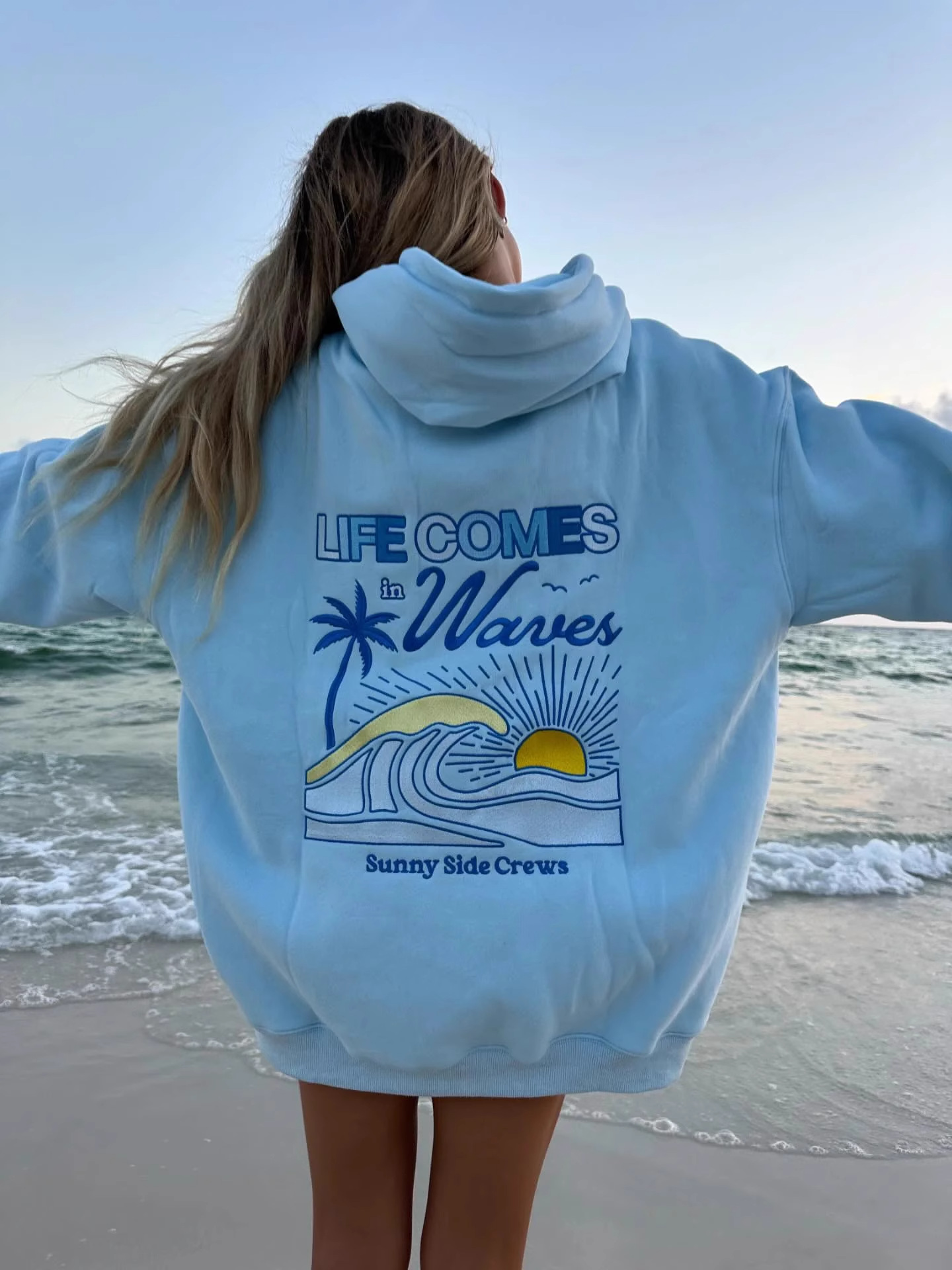 2024 New European Size Women's Drop Shoulder Sleeve Threaded Hawaii Hibiscus Brand Sweatshirt Hoodie Print - Image 12