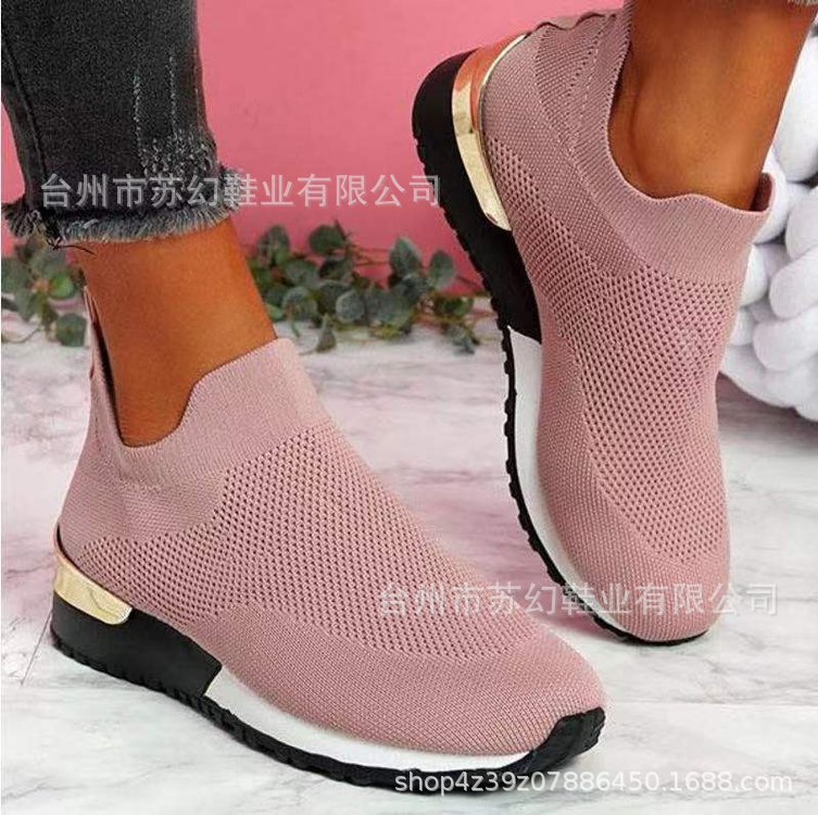 Autumn 2021 Wish New Flying Knitting Socks Shoes Stretch Fabric Large Size Women's Shoes Spot Amazon Europe and America Foreign Trade Models - Image 9
