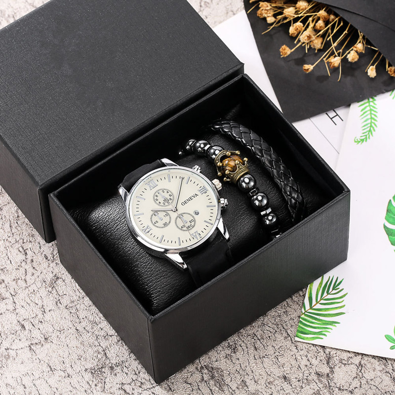2022 new foreign trade hot selling men's set gift watch 3pcs bracelet three-piece men's watch calendar watch - Image 6