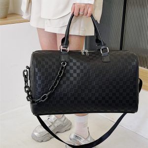 Cross-border popular chain plaid travel bag women's portable sports fitness bag men's business travel bag travel bag