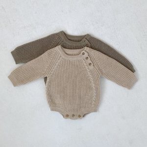Khaki Knitted Baby Romper