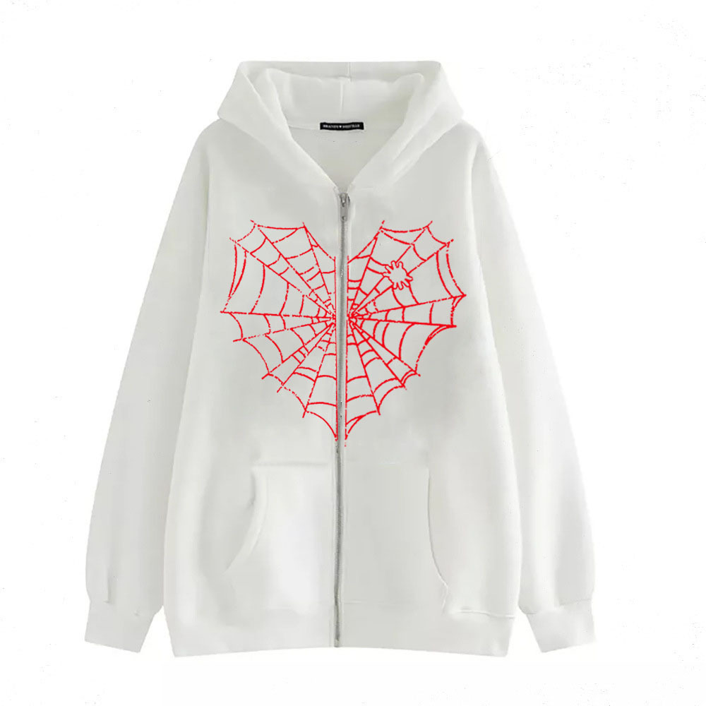 New arrival Skull Wings Hooded Zipper Sweatshirt Women Korean Style Plus Velvet Thickened Loose Sports Cardigan Sweatshirt Women - Image 25