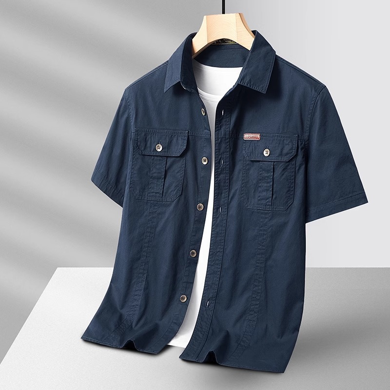 American-style workwear trendy casual short-sleeved shirt for men, new summer 2025 style, fashionable multi-pocket shirt jacket. - Image 8