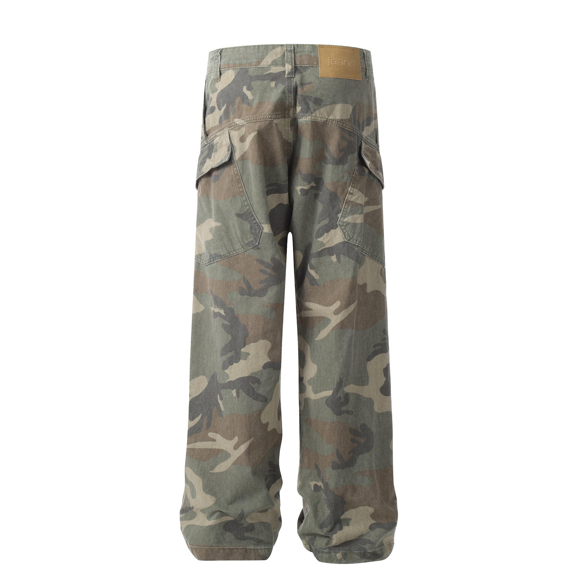 G6425-Mankun 2024 American retro trend street heavy craft camouflage design straight men's denim trousers - Image 3