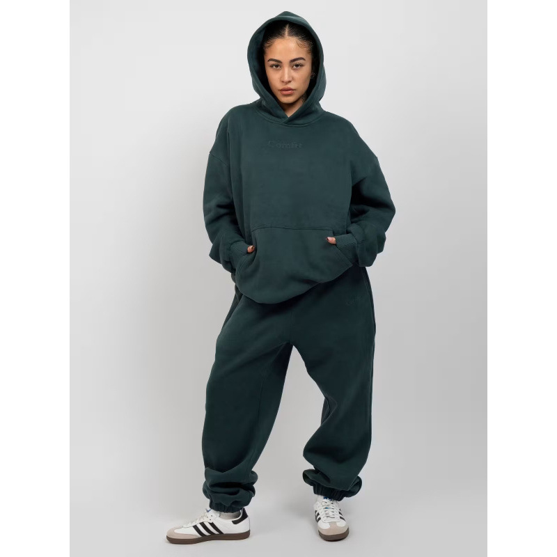 2026 European and American cross-border high-quality spring and autumn new TK Amazon solid color casual sports hoodie set for men and women. - Image 11