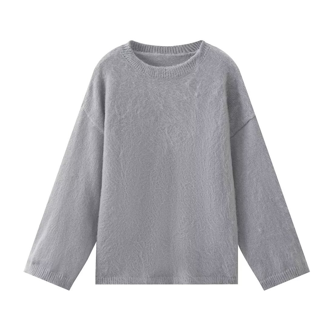 Cross-border Amazon European and American clothing 2023 autumn and winter new loose casual striped long sleeves contrasting round neck M6282 - Image 2
