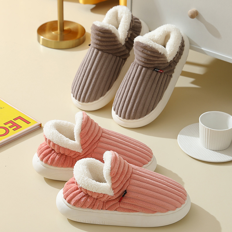 New style bag-heeled cotton shoes for women, autumn and winter, thick-soled velvet, non-slip, warm, velvet cotton shoes, men's Cixi home shoes - Image 4