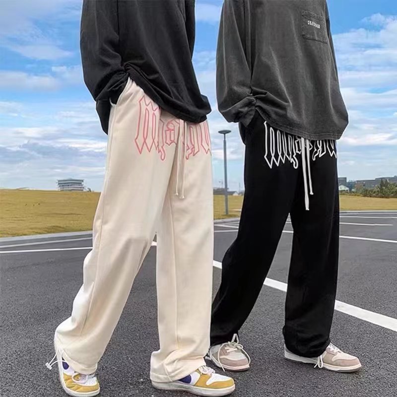 American style letter print pants men's design niche versatile straight loose sports pants trendy wide-leg casual pants - Image 4