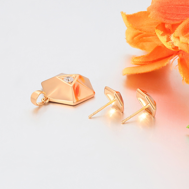 Xuping Fashionable Simple Retro Style Earrings Pendant Jewelry Set, Copper Alloy Geometric Polygon Jewelry Wholesale for Women - Image 4