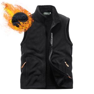Men's autumn and winter outdoor leisure large size fleece sweater vest plus velvet thick warm waistcoat 9816A